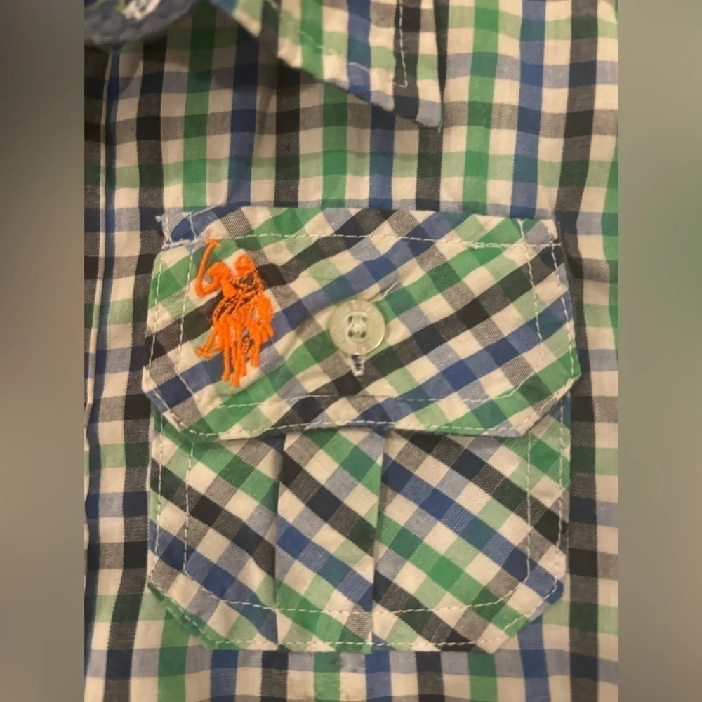U.S Polo Assn. Boys Green/Blue Short Sleeve Button Down Size 4T - Picture 4 of 7